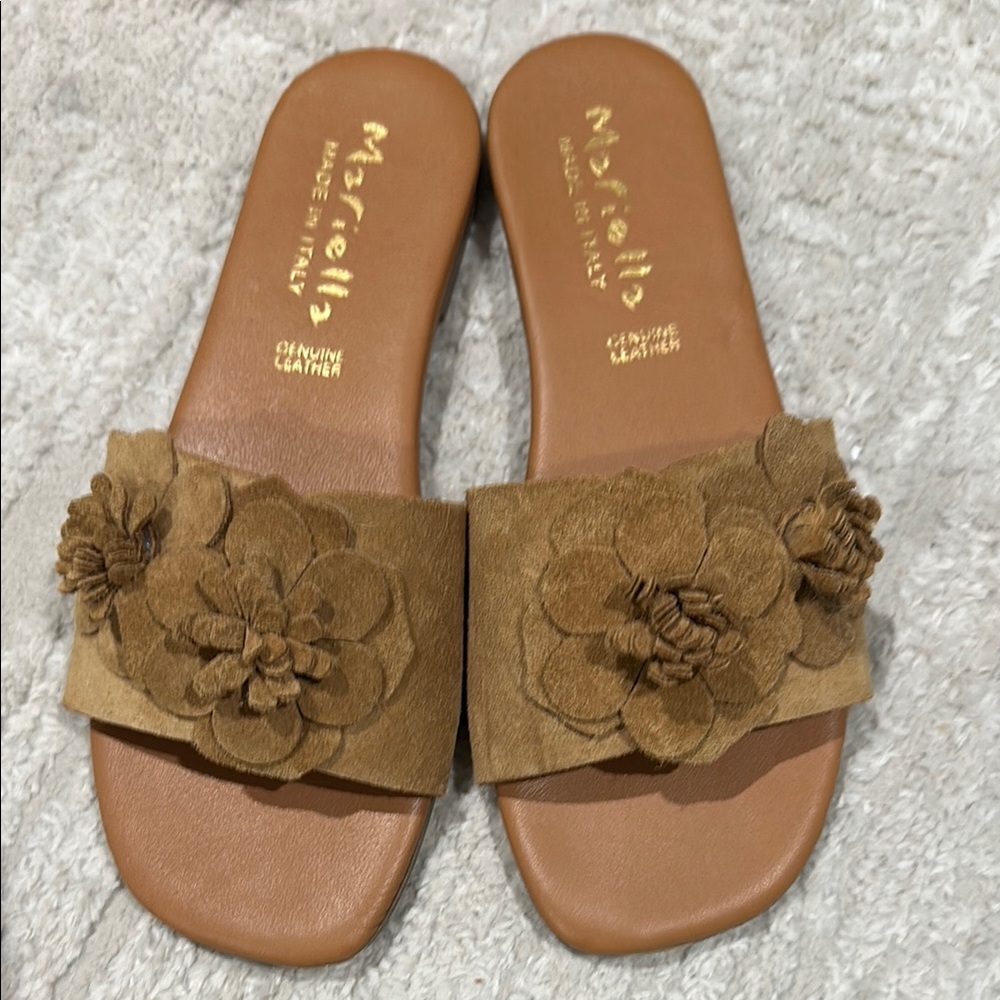 Mariella Tan Leather Women's Sandals - Picture 2 of 7